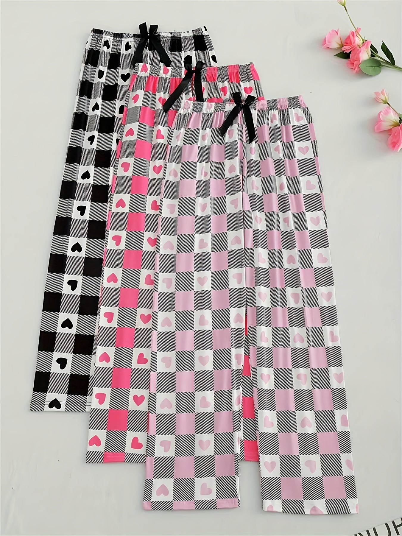 New Pack of 3 Checkered Hearts Printed Plazo For Her