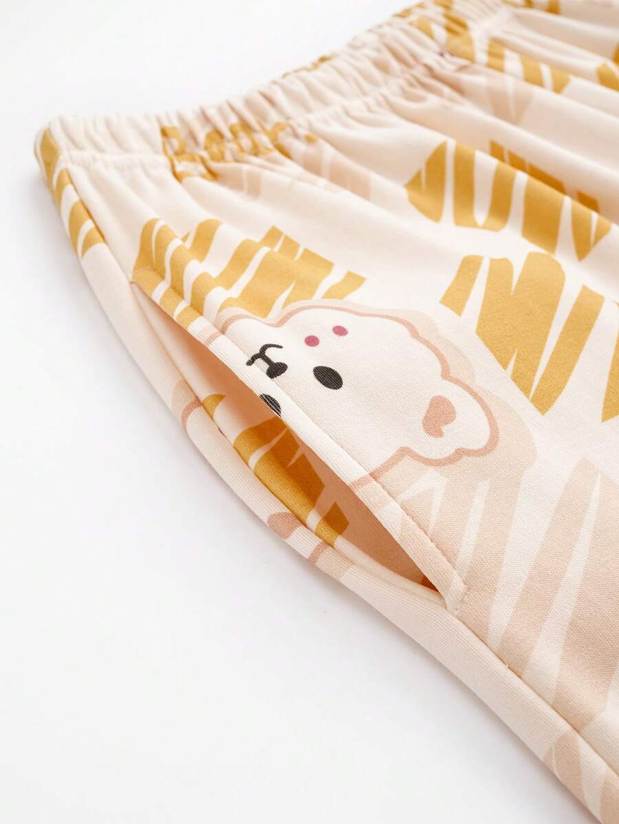 Yellow 3 Bear Printed Night Suit