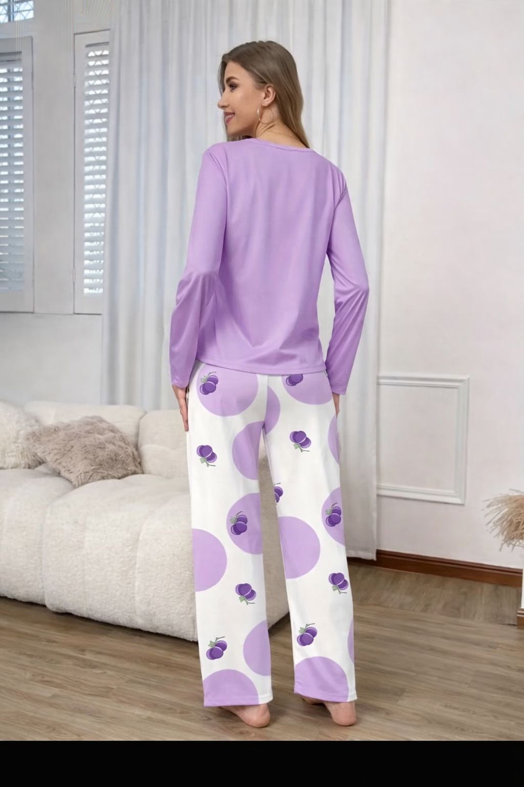 Lilac Graps Printed Full Sleeves