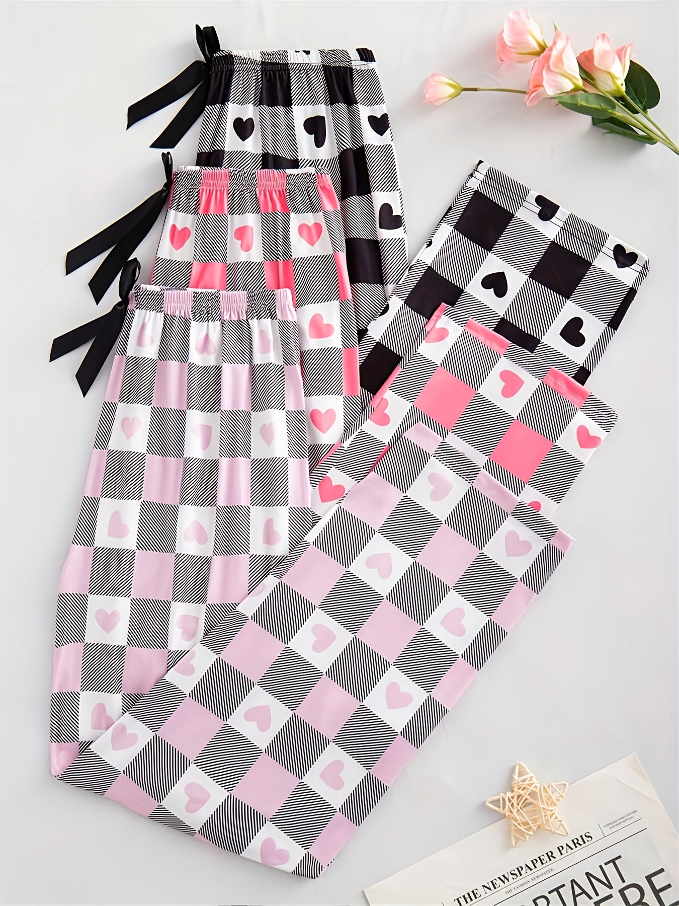 New Pack of 3 Checkered Hearts Printed Plazo For Her