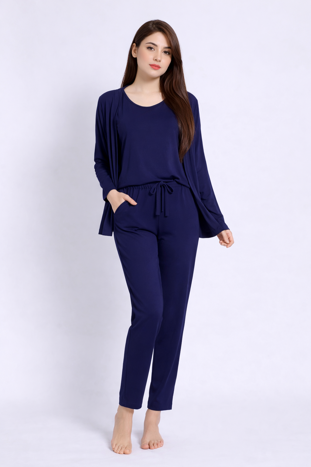 Women’s Elegant Navy Blue 3-Piece Lounge Set