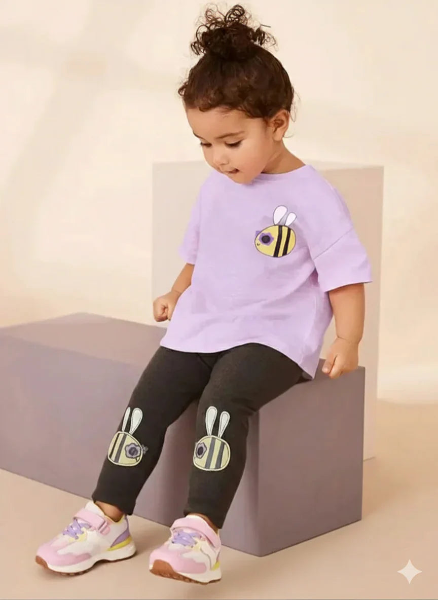 Lilac Honey Bee Printed Kids Suit