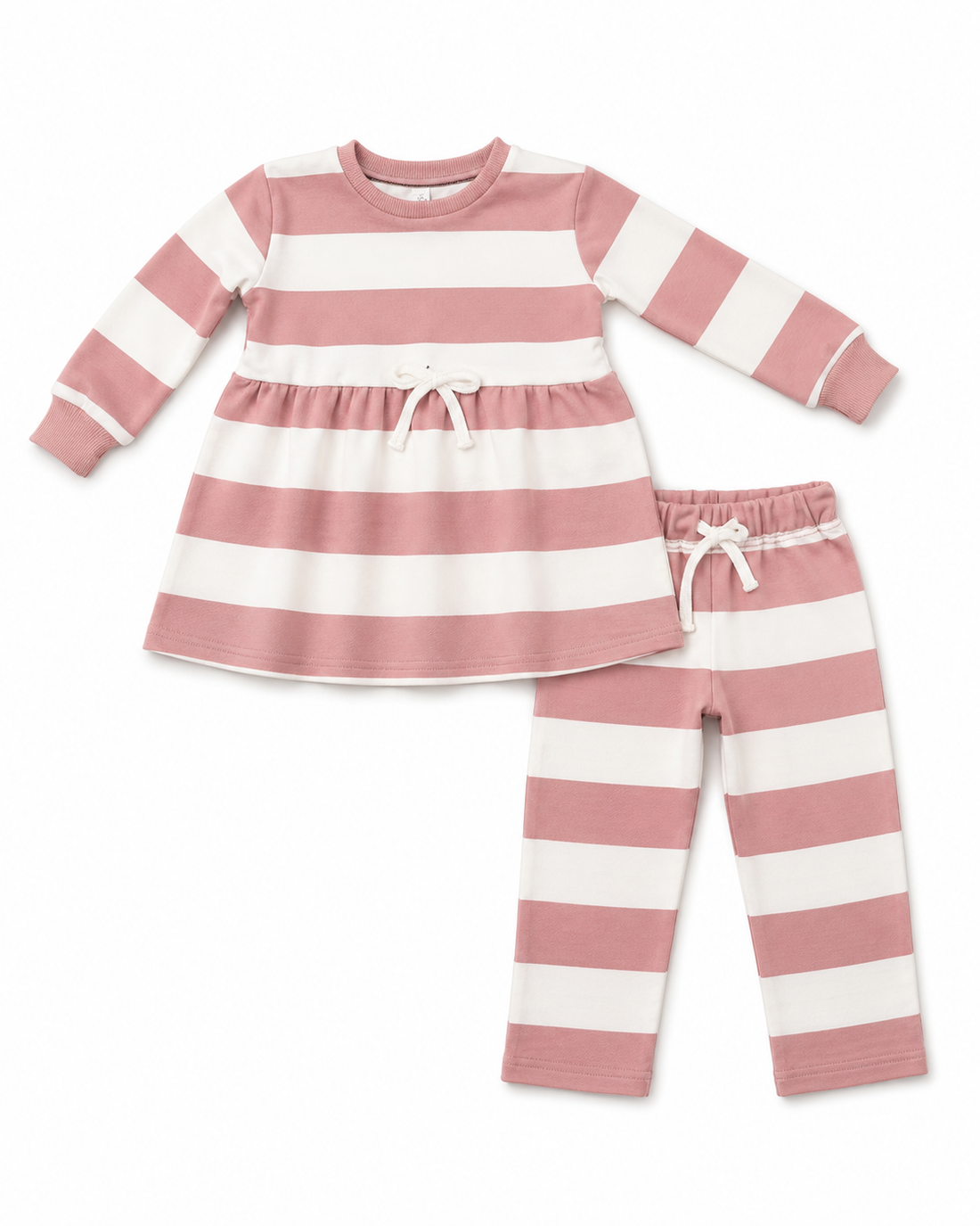 Girls Winter Frock with Pajama (Pink & White)