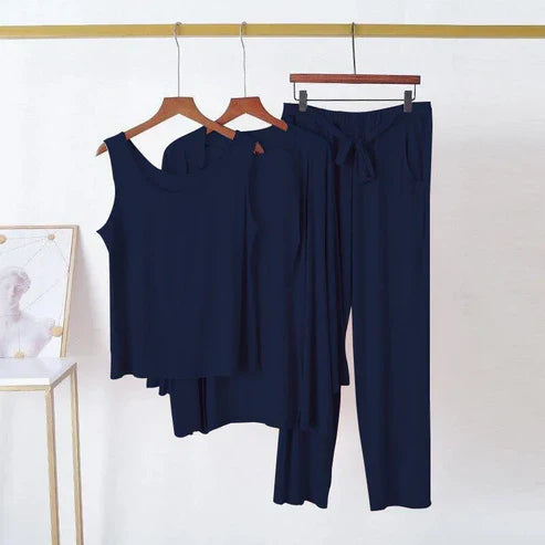 Women’s Elegant Navy Blue 3-Piece Lounge Set