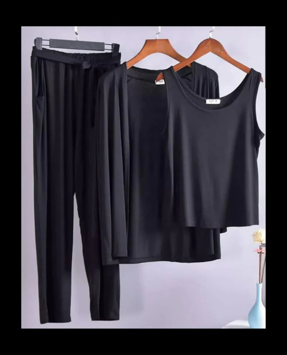 Women’s Elegant Black 3-Piece Lounge Set