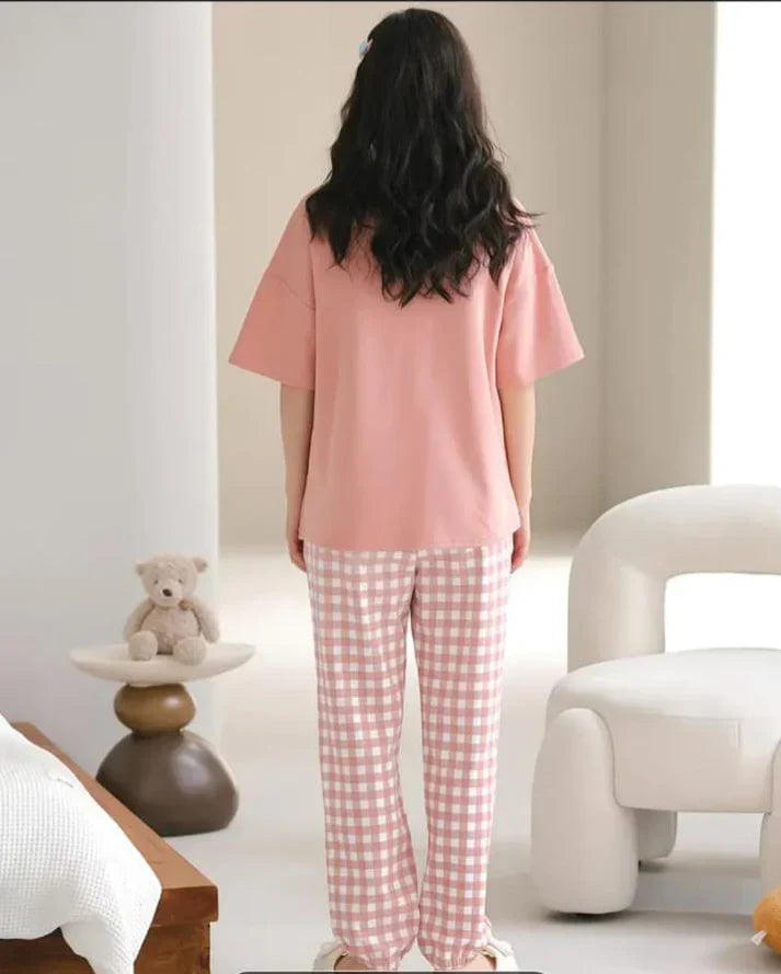 Pink lovely 3 bears Print Half Sleeves