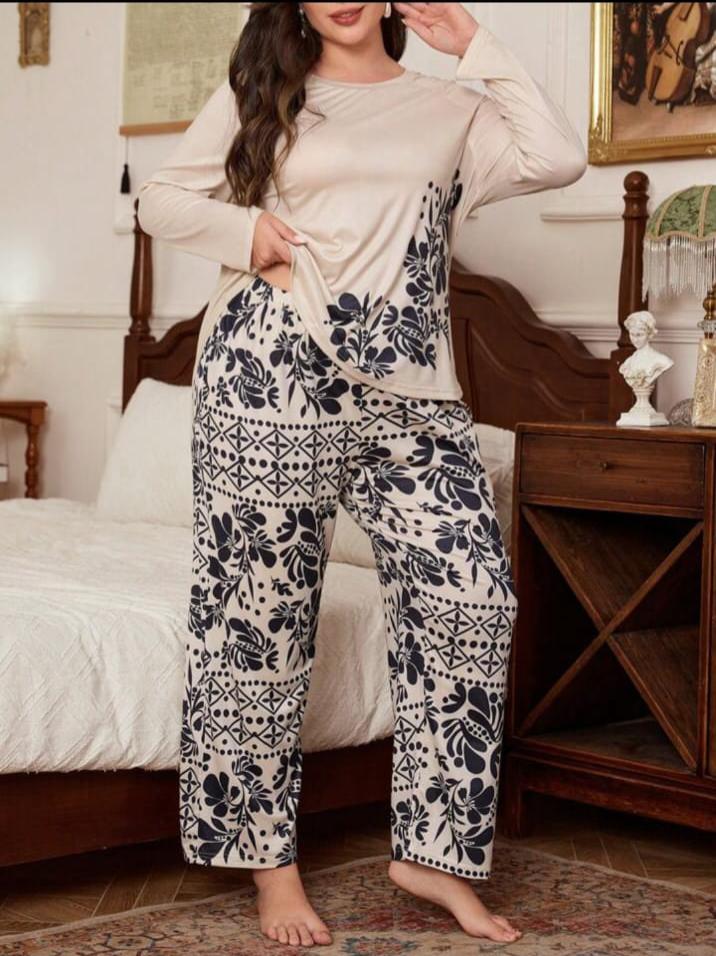 Skin Floral Print Full Sleeves with floral Printed pajama
