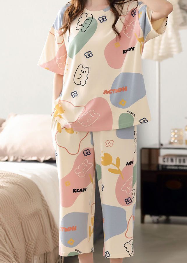 Off white Multi Cute Bears Half Sleeves with Printed pajama