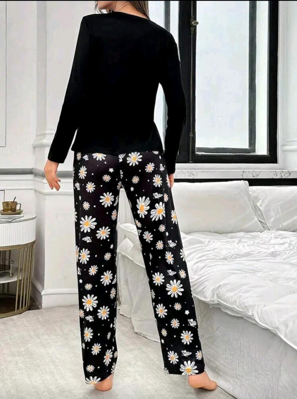 Black Sunflowers Printed Full Sleeves PJ