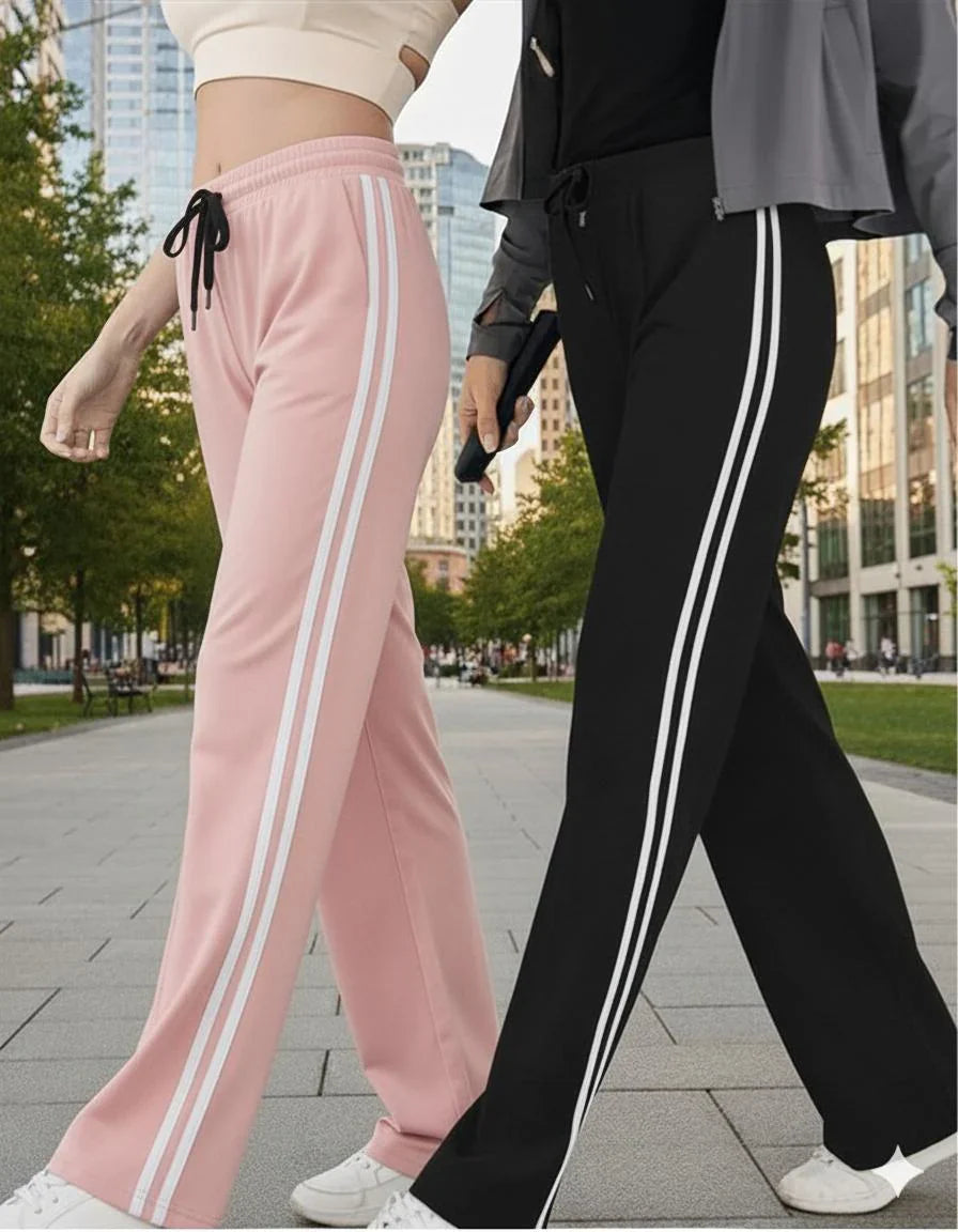 Pack Of 2 White Stripes Pajamas For Ladies (Pink,Black)