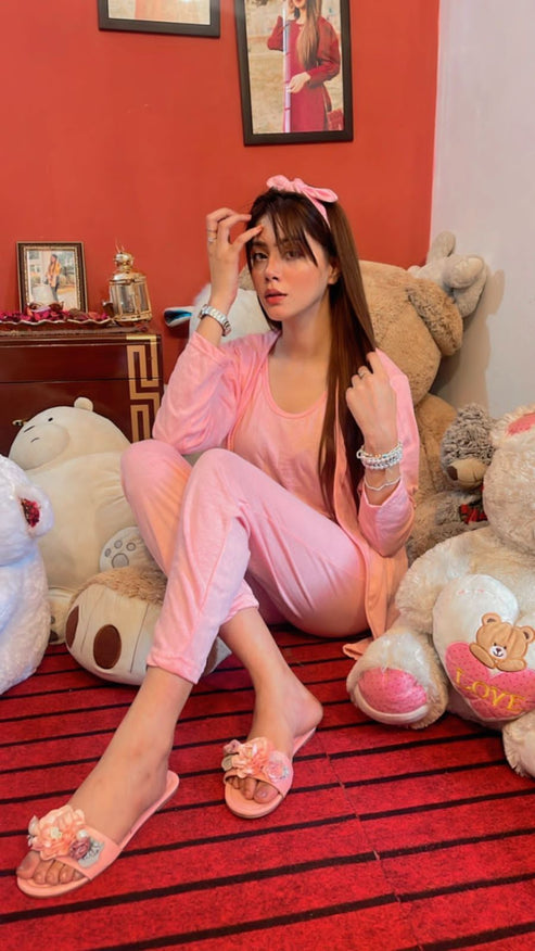 Women’s Elegant Baby Pink 3-Piece Lounge Set