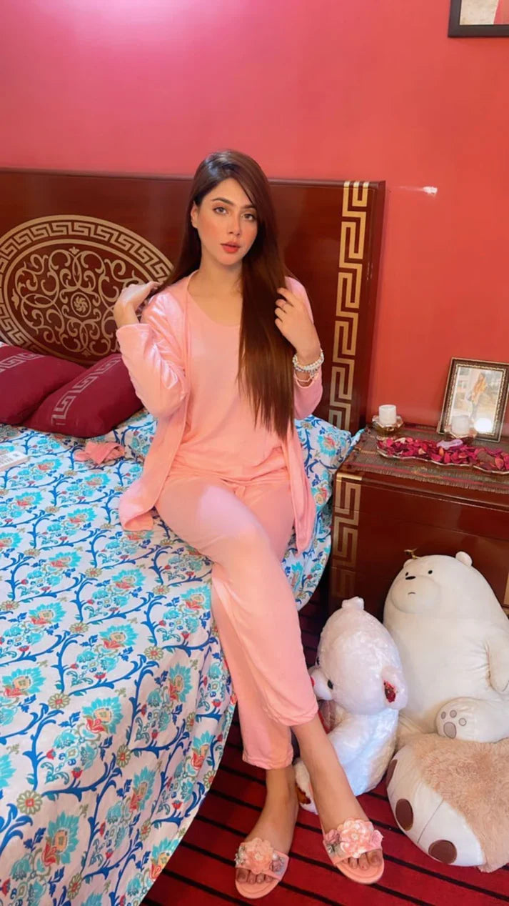 Women’s Elegant Baby Pink 3-Piece Lounge Set