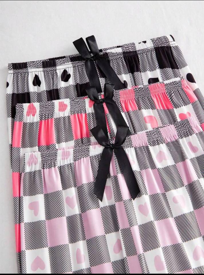 New Pack of 3 Checkered Hearts Printed Plazo For Her