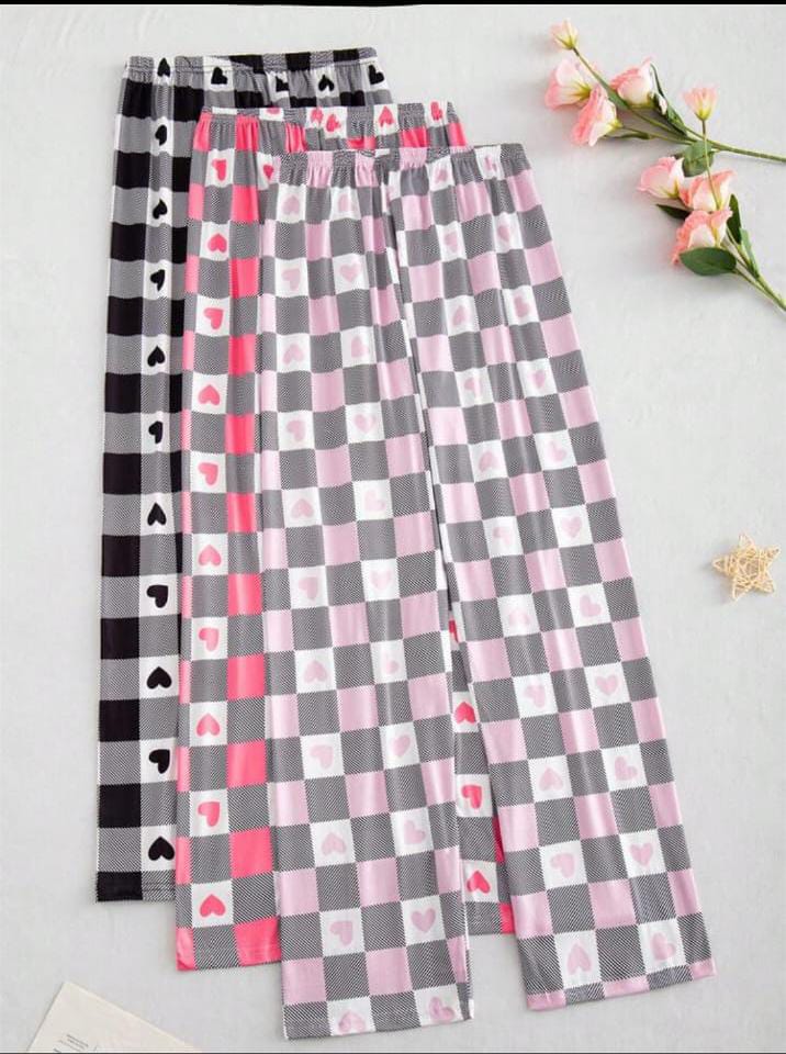 New Pack of 3 Checkered Hearts Printed Plazo For Her