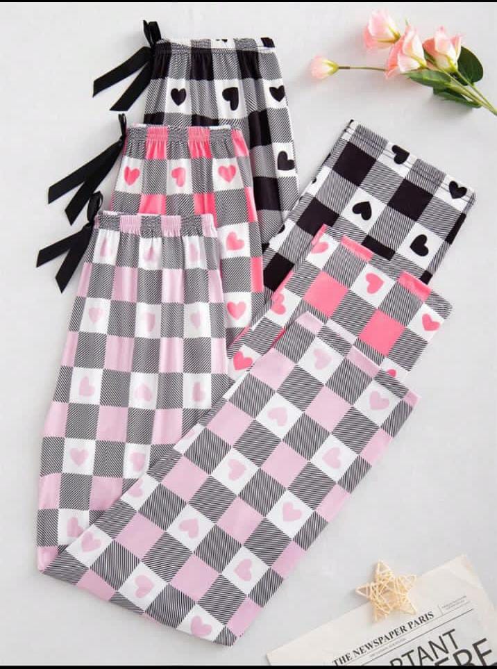 New Pack of 3 Checkered Hearts Printed Plazo For Her