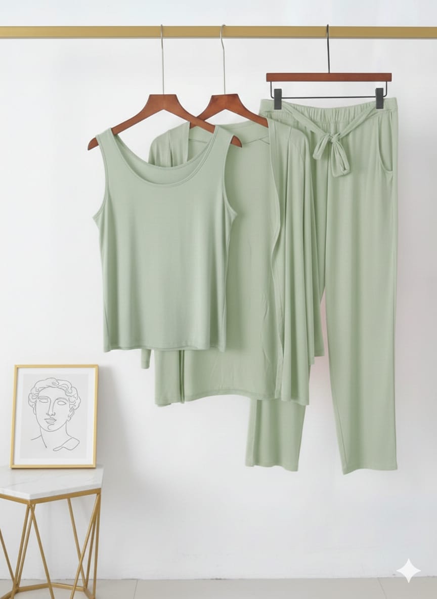 Women’s Elegant Sage green 3-Piece Lounge Set