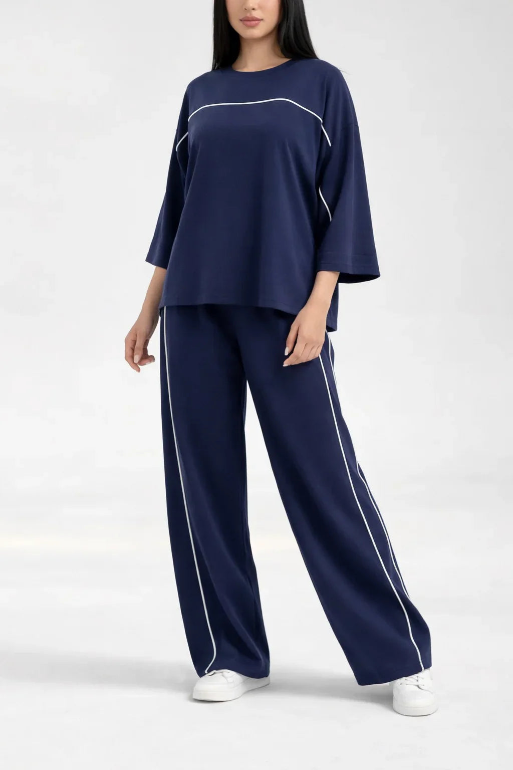 Navy Blue with White lining Plain plazzo