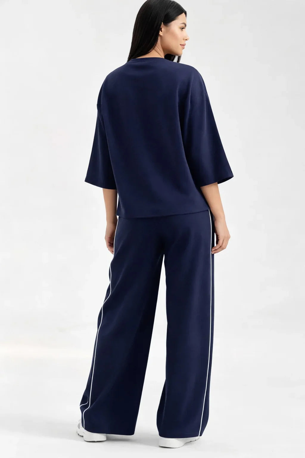 Navy Blue with White lining Plain plazzo