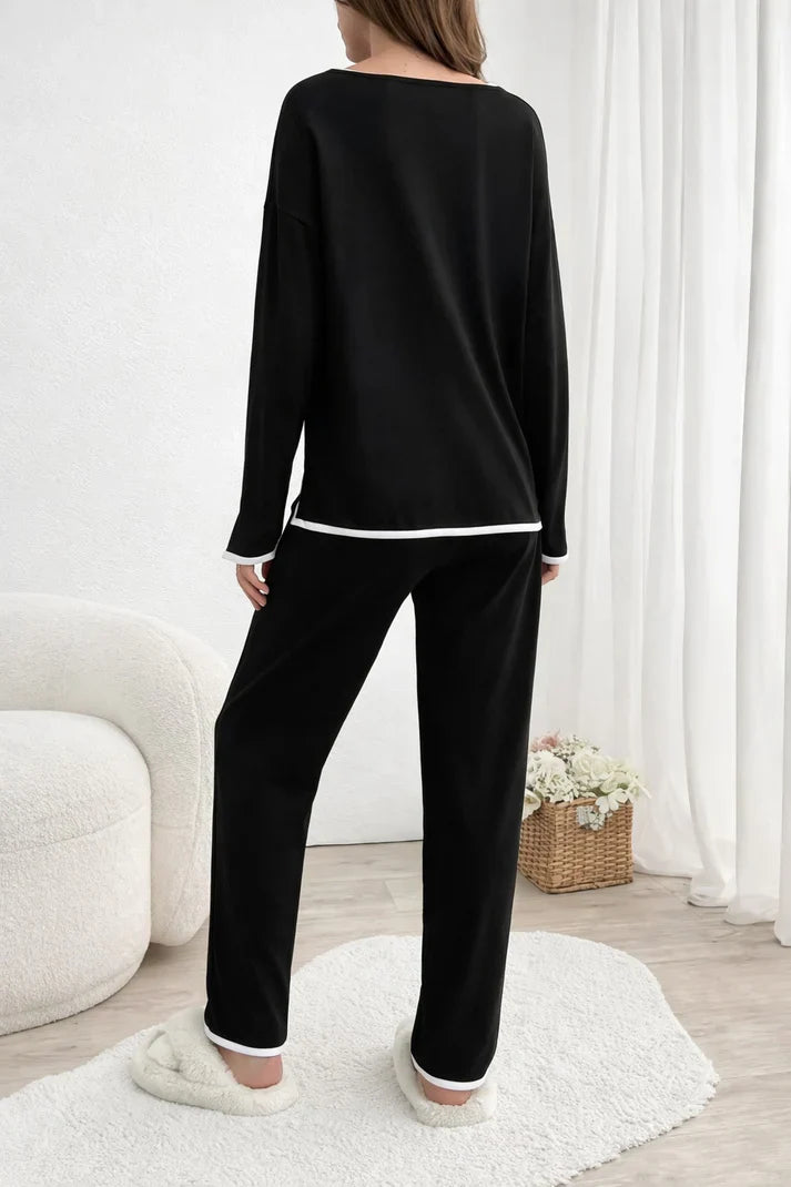 (New) Black with White Cut sleeves pipen with cut pipen plazo night suit