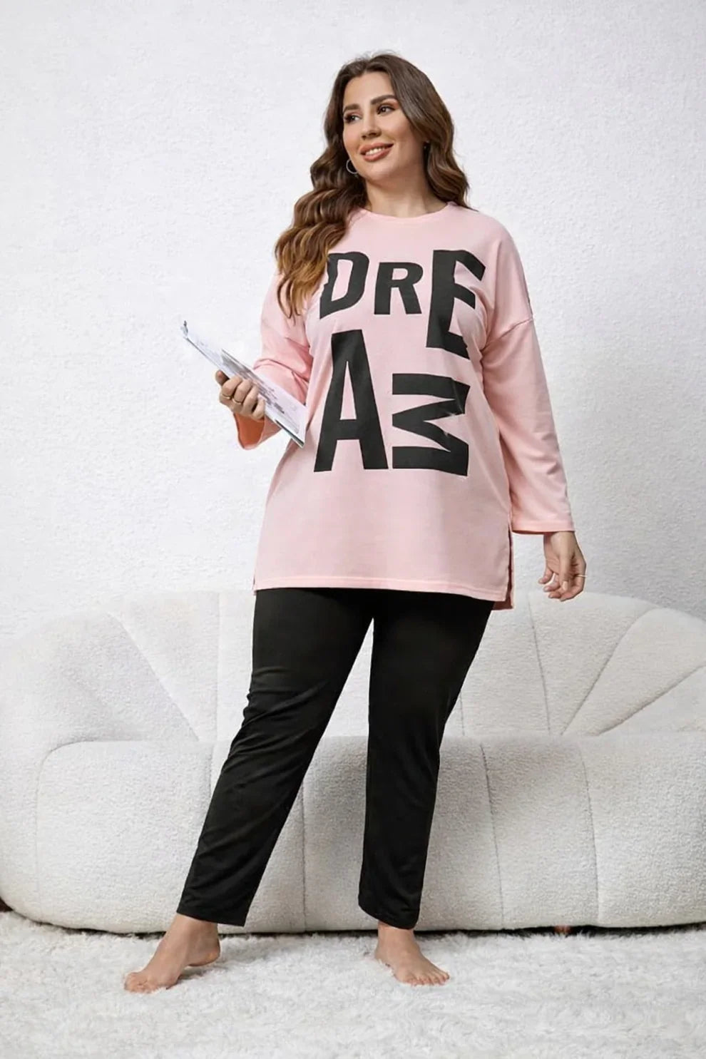 Pink Dreams long Shirt with black trouser