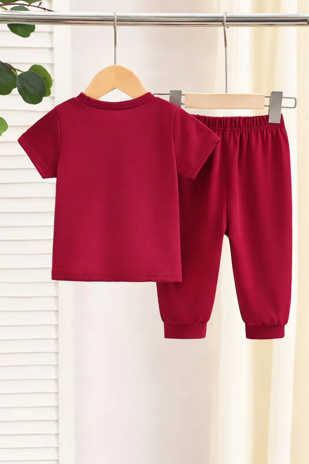 Maroon Grey Panel King Printed Half Sleeves Kids Suit