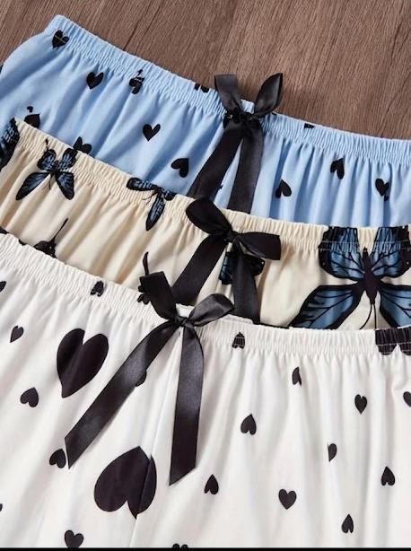 Pack of 3 Multi Printed Palazzo Pajamas (Sky Blue, Off White, White)