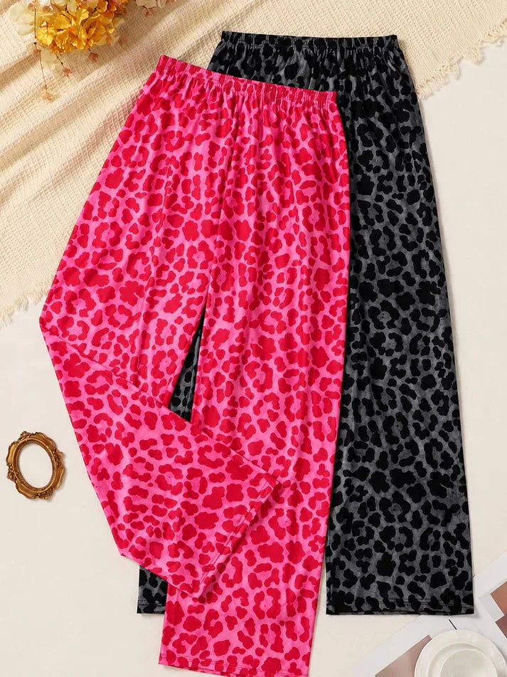 Pack of 2 Pink and Black Cheeta printed Plazzo For Her