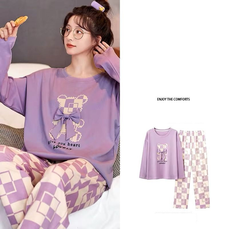 Lilac Give your heart Lovely Full Sleeves with Printed Pajama