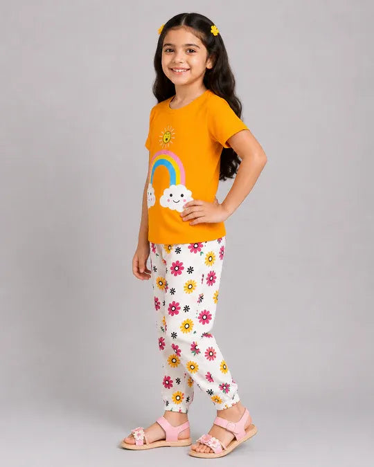 Rainbow Bloom Pajama Set Kids Suit
