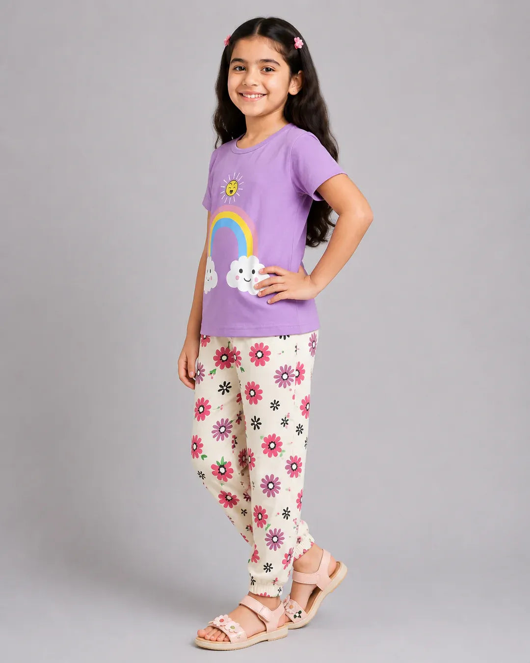 Rainbw Bloom Pajama Set- Purple