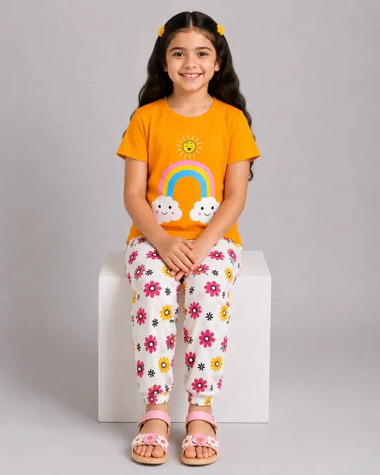 Rainbow Bloom Pajama Set Kids Suit
