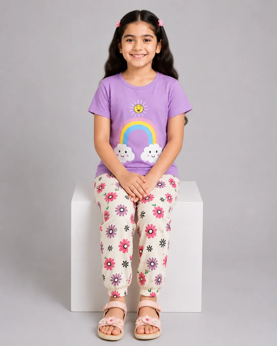 Rainbw Bloom Pajama Set- Purple