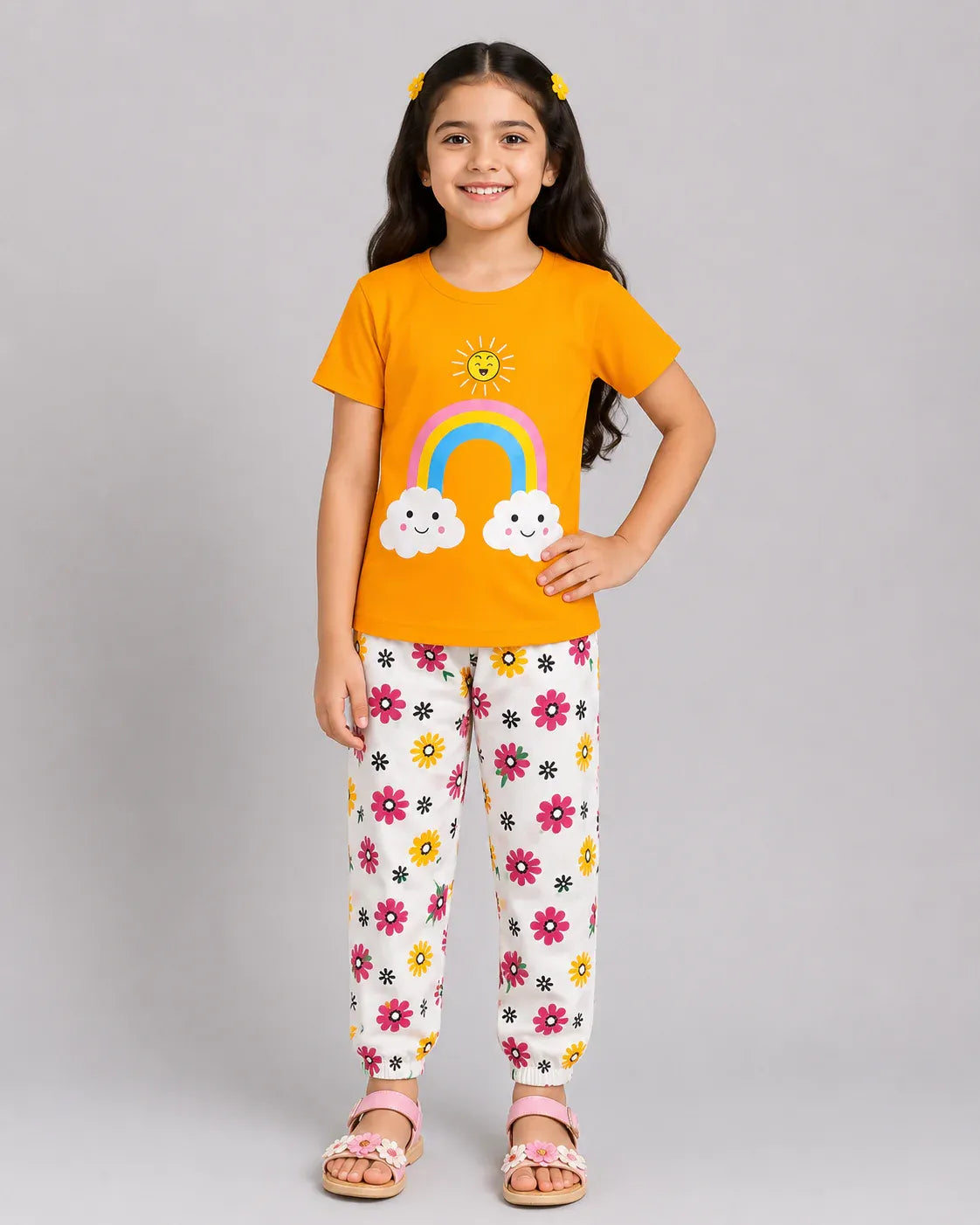Rainbow Bloom Pajama Set Kids Suit