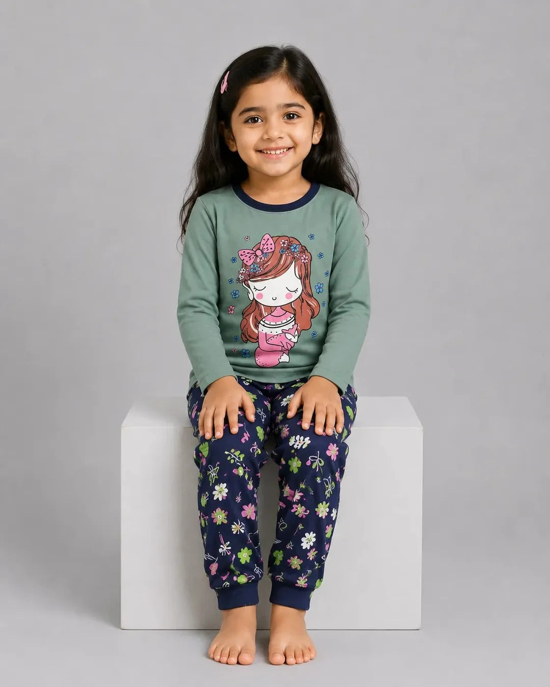 Green Sleepy Princess Printed The Ultimate Kids Sleep Suit