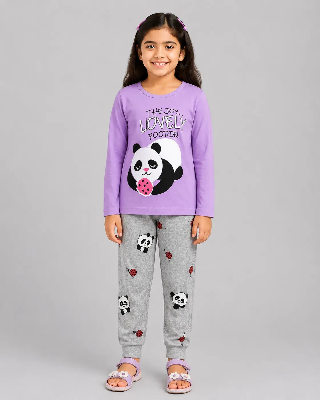 Purple Panda Printed Kids Suit