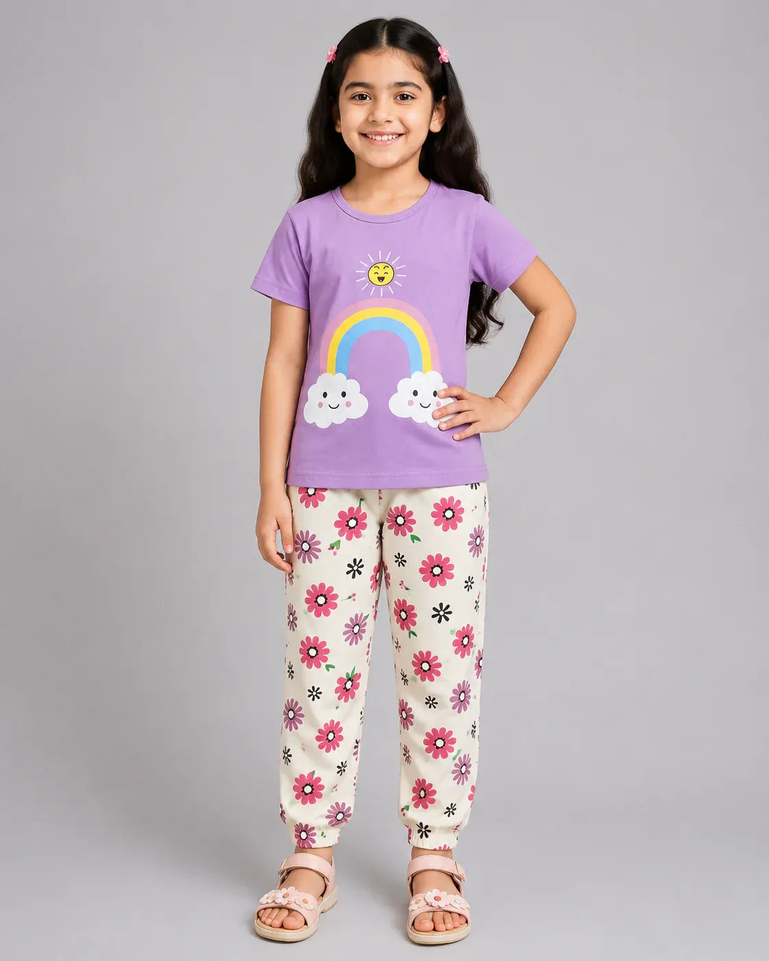 Rainbw Bloom Pajama Set- Purple