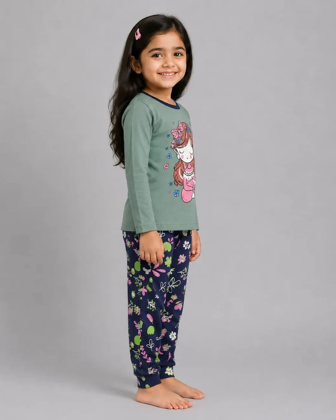 Green Sleepy Princess Printed The Ultimate Kids Sleep Suit
